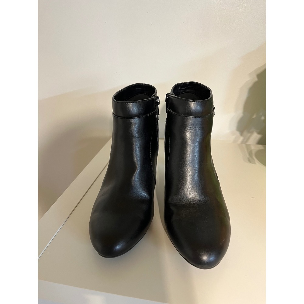 Bandolino Womens Black Buckle Side Zip Stiletto Ankle Boots Size 8.5M